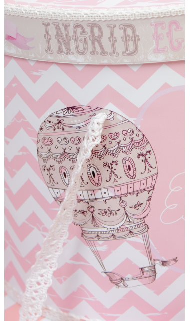 Trusou de botez cu baloane de aer cald roz si broderie, Hot Air Pink Balloon!  16